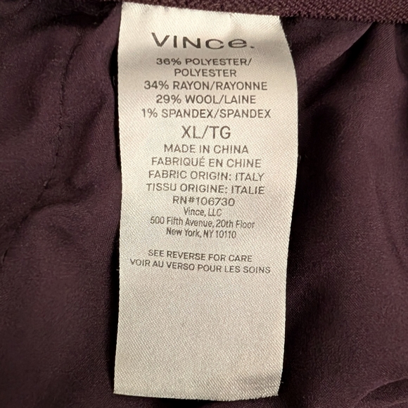 Vince *WINE COLORED* Pleated Wool Knit Wide Leg High Rise Trouser - Picture 9 of 9